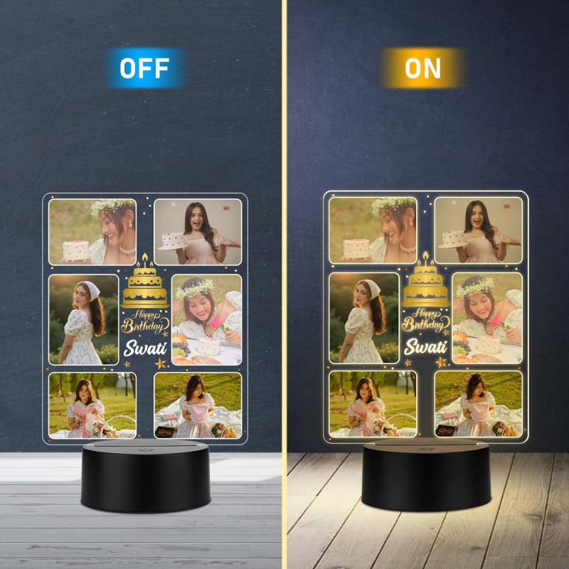 Birthday Collage UV Print Lamp with Warm White Light  Unique Birthday Surprise Gift for Sister, Wife, or Girlfriend